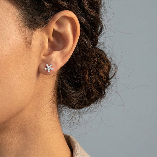 Arracadas Florales con Pavé de Zirconias