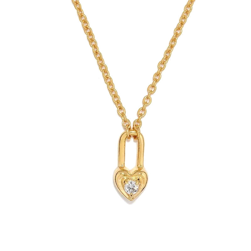 Collar Candado Corazón Sencillo con Zirconias