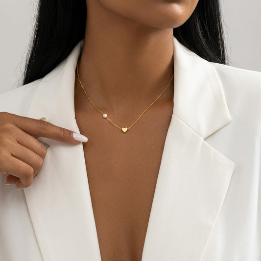 Collar Choker Corazón con Perla