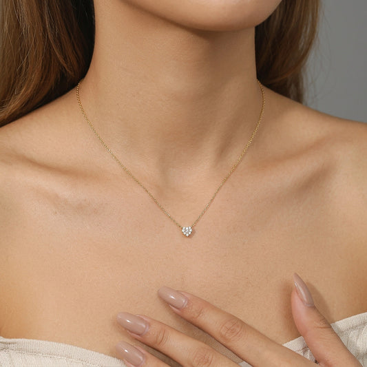 Collar Corto Corazón de Zirconia Dorado
