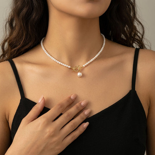 Collar de Perlas con Cierre de Barra