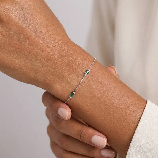 Pulsera con Zirconia Cuadrada Verde