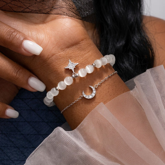 Pulsera Luna y Estrella con Ópalo