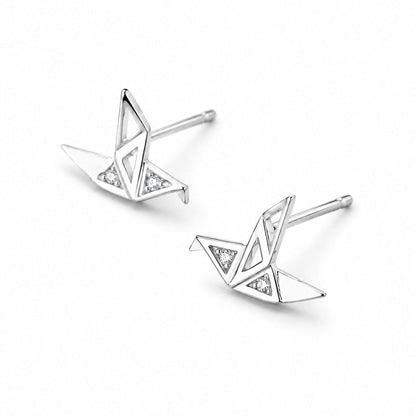 Aretes Grulla de Papel con Zirconia
