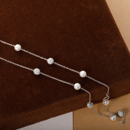 Collar Gargantilla con Perla y Borla de Zirconias