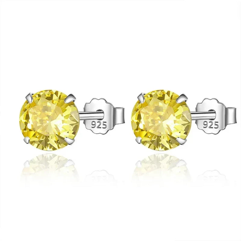 Aretes Zirconia Redonda de Colores