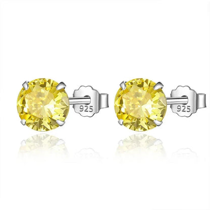 Aretes Zirconia Redonda de Colores