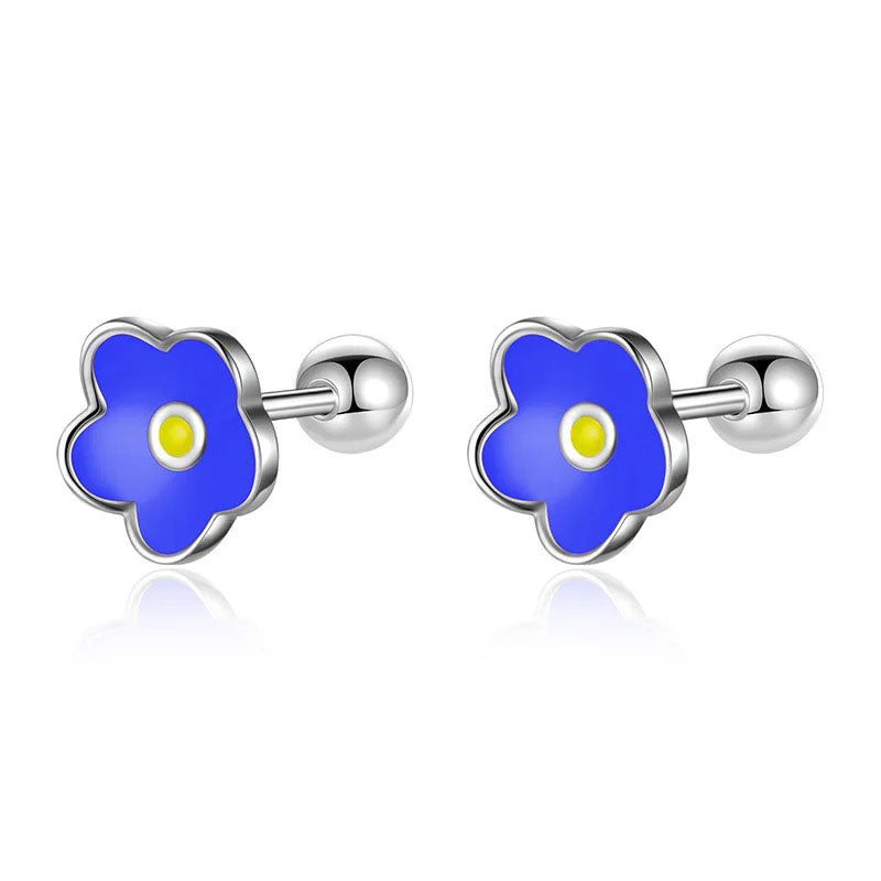 Aretes Florecita Esmaltada con Rosca