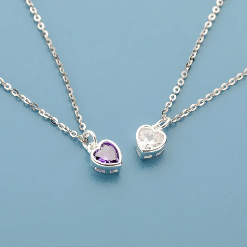 Collar Corazón con Zirconia de Color