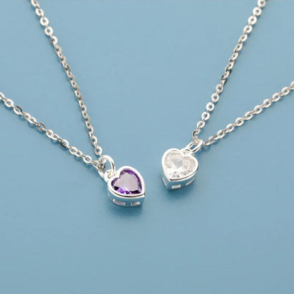 Collar Corazón con Zirconia de Color