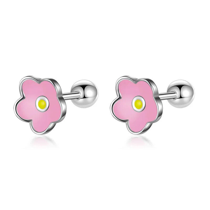 Aretes Florecita Esmaltada con Rosca