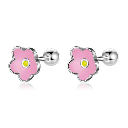 Aretes Florecita Esmaltada con Rosca