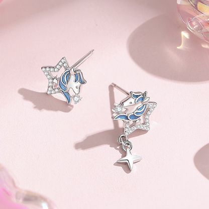Aretes Unicornio con Estrella de Zirconia