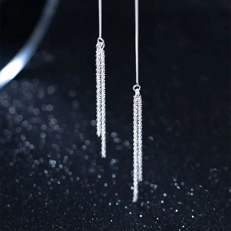 Aretes Estrella con Cadena Colgante