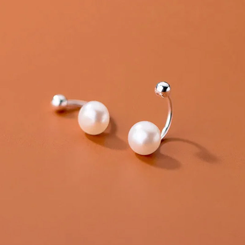 Aretes de Rosca con Perla de Agua Dulce