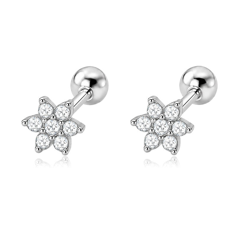 Aretes Flor de Botón con Zirconias