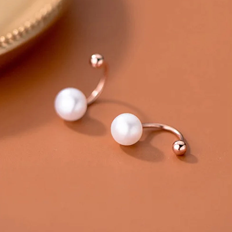 Aretes de Rosca con Perla de Agua Dulce