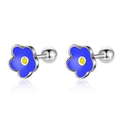 Aretes Florecita Esmaltada con Rosca