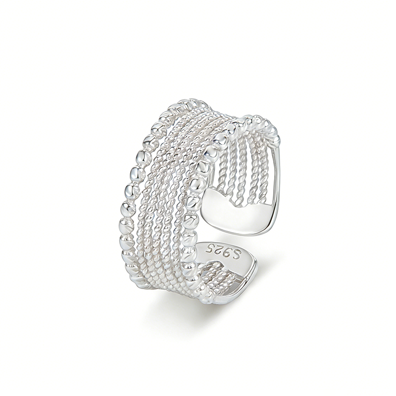 Anillo Ancho Tejido Ajustable