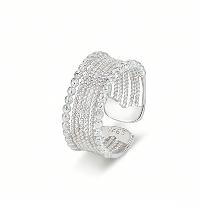 Anillo Ancho Tejido Ajustable