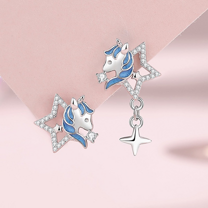 Aretes Unicornio con Estrella de Zirconia