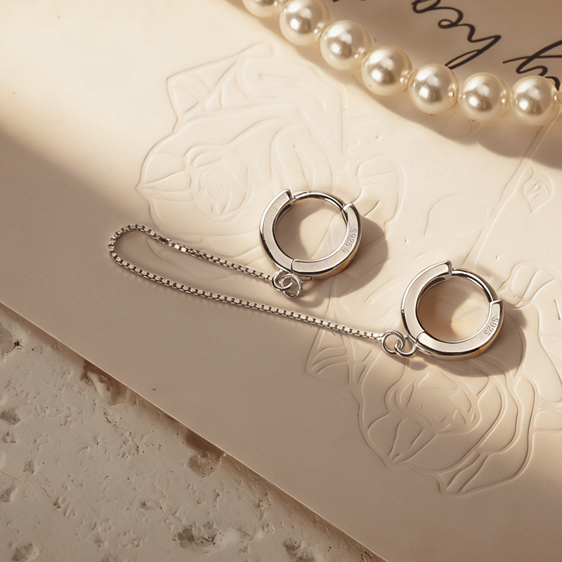 Arete Individual Doble Aro con Cadena