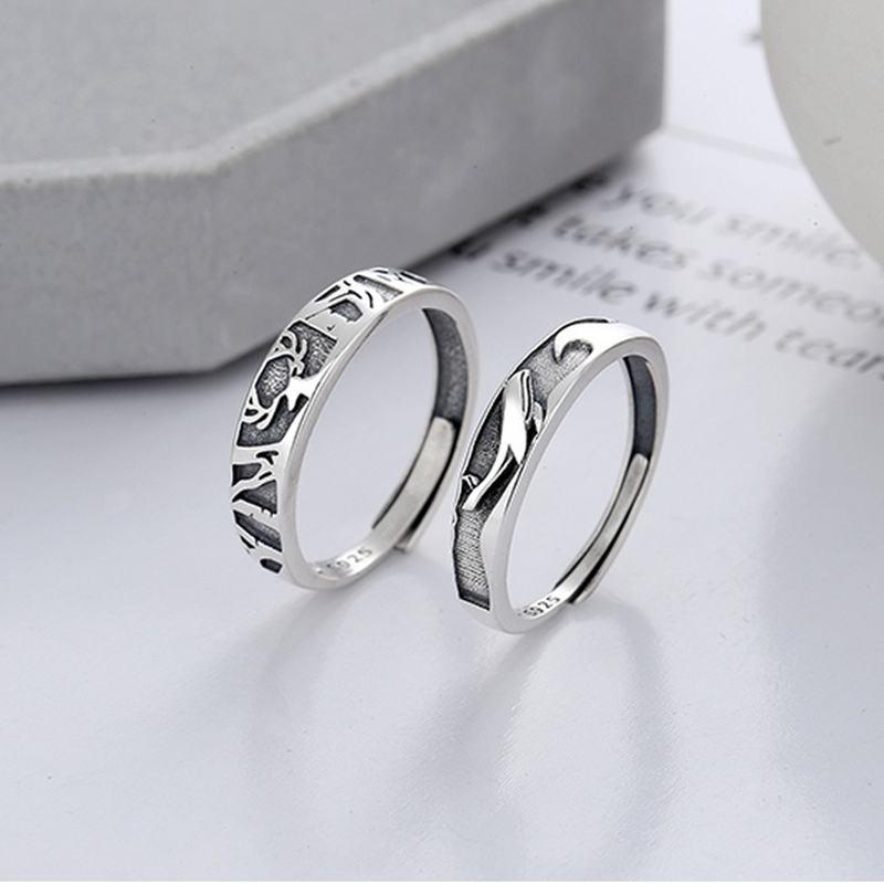 Anillo Ajustable de Pareja Ballena y Venado