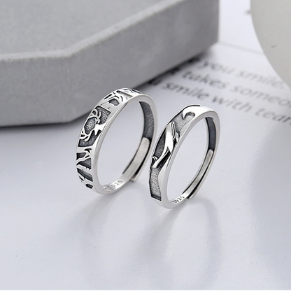 Anillo Ajustable de Pareja Ballena y Venado