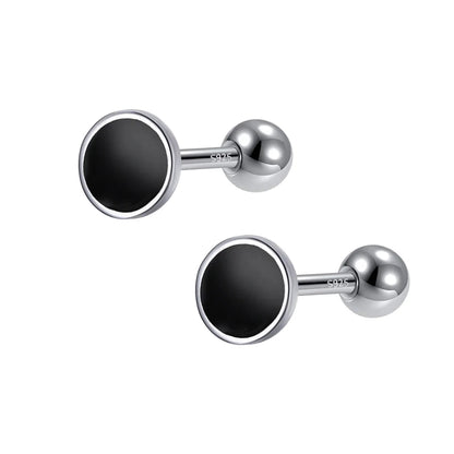 Aretes Círculo con Esmalte Negro