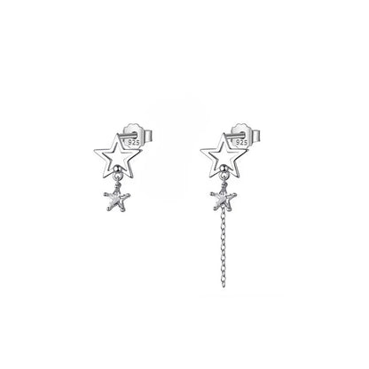 Aretes Asimétricos Estrella Colgante