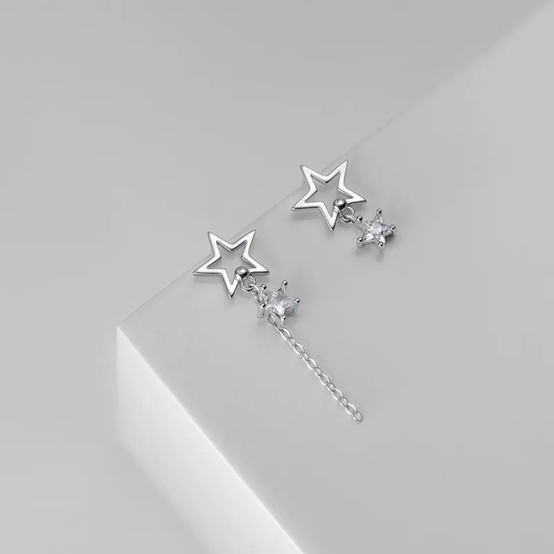Aretes Asimétricos Estrella Colgante