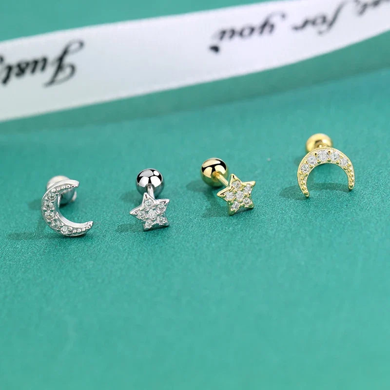Aretes Luna y Estrella con Rosca