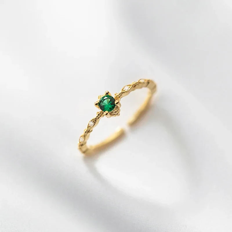 Anillo Abierto con Zirconia Verde