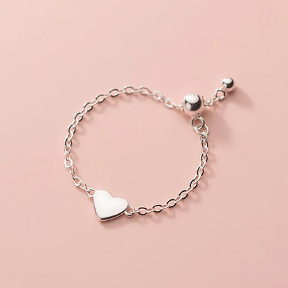 Anillo Cadena con Corazón Ajustable