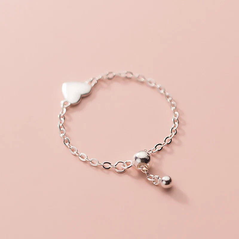 Anillo Cadena con Corazón Ajustable