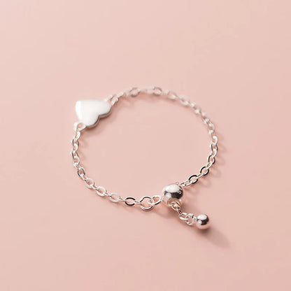 Anillo Cadena con Corazón Ajustable