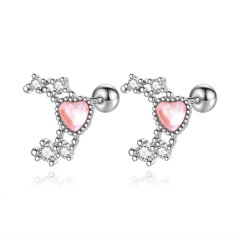 Aretes Luna y Corazón Brillantes