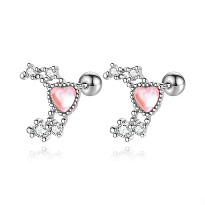 Aretes Luna y Corazón Brillantes