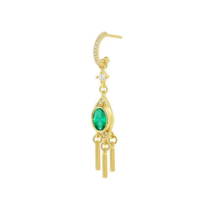 Arete Individual Triángulo Vintage con Borla