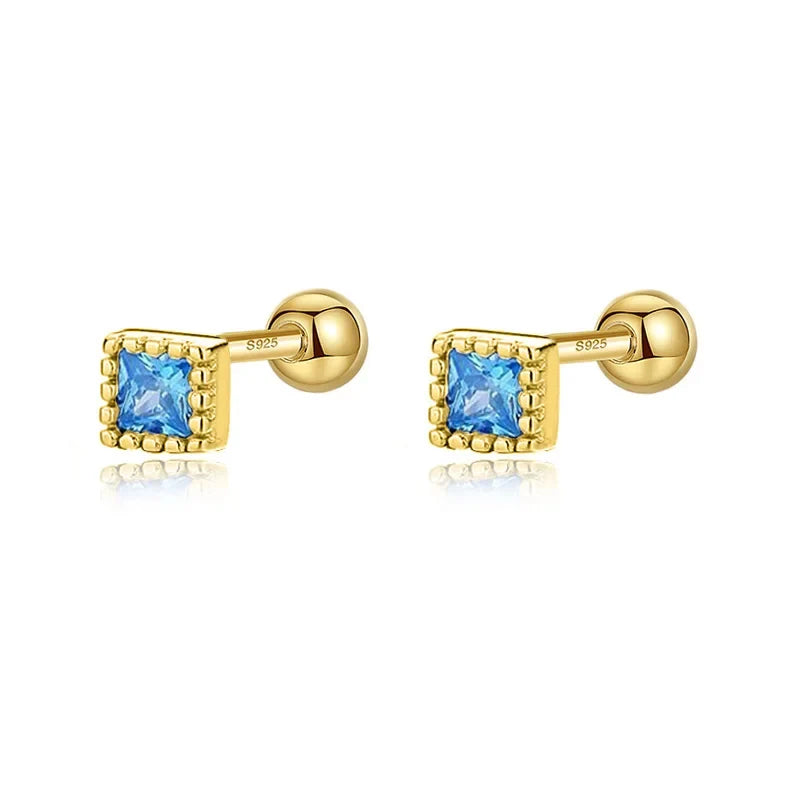 Aretes Zirconia de Color en Cuatro Formas con Rosca