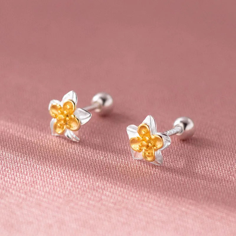 Aretes Flor Bicolor