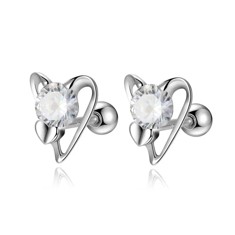 Aretes Corazón de Rosca en Plateado o Dorado