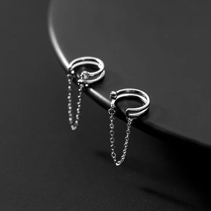 Aretes de Clip Doble Cadena con Zirconias