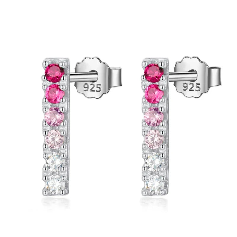 Aretes Barrita con Zirconias de Color
