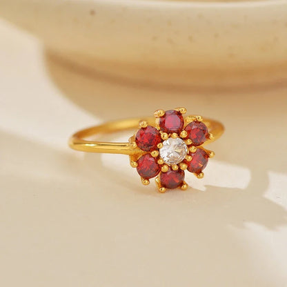 Anillo Flor Bicolor con Zirconias de Color
