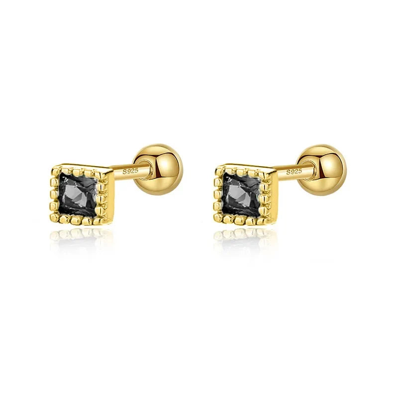 Aretes Zirconia de Color en Cuatro Formas con Rosca
