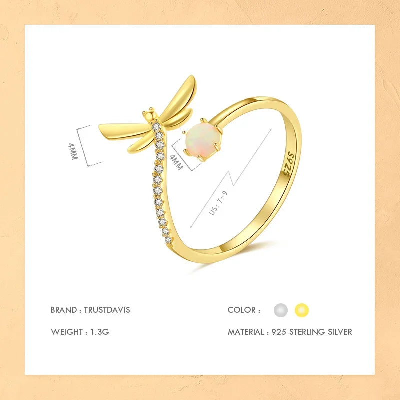 Anillo Libélula con Zirconias Ajustable