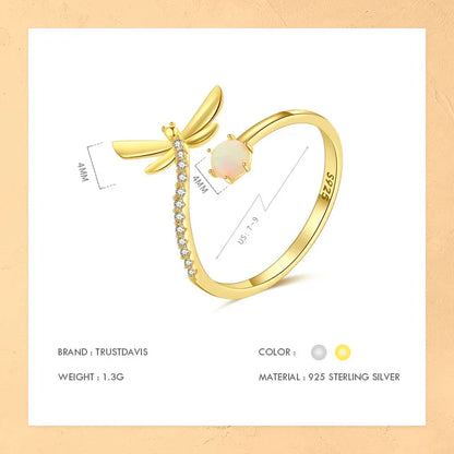 Anillo Libélula con Zirconias Ajustable