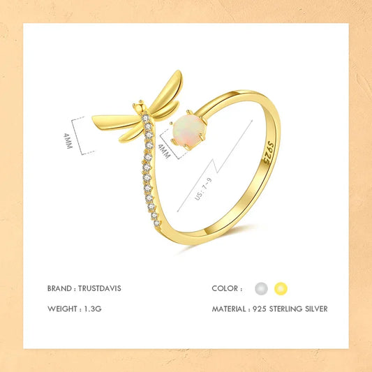Anillo Libélula con Zirconias Ajustable