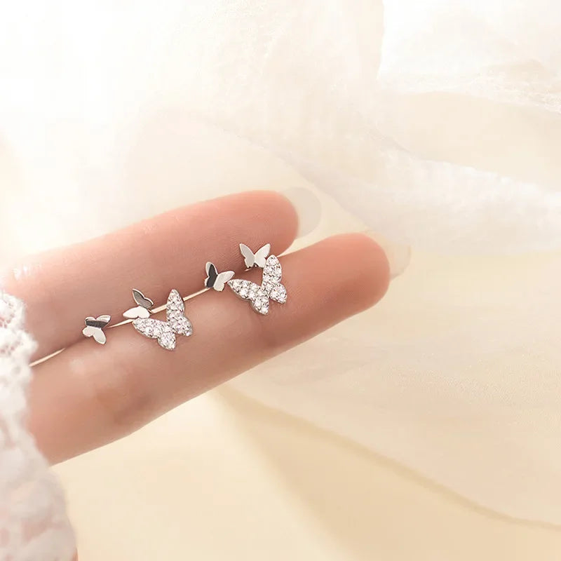 Aretes Mariposa con Zirconias en Dos Modelos